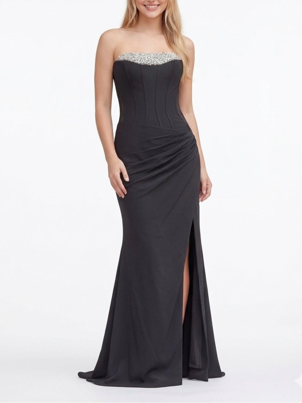 NWT Jovani 45644 Black Strapless Beaded Corset Formal Prom Gown Dress 4